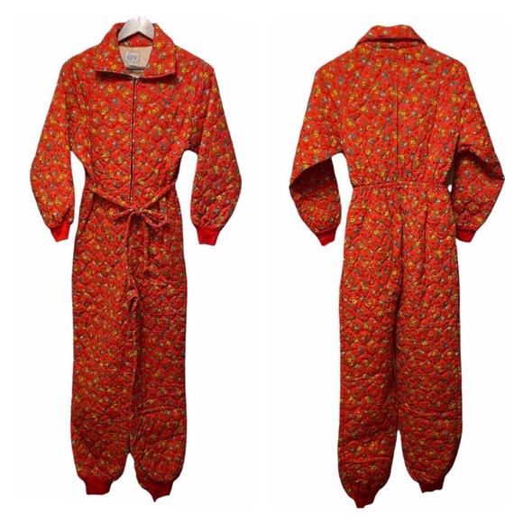 Vintage Snug Suit Snug Sack By Heritage Quilts 70s Hippie PJ Rare Dead Stock Red - Picture 16 of 16